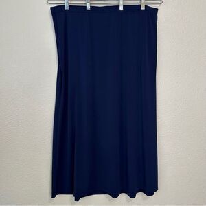 Ulla Popken Blue Stretch Pull On Midi Skirt